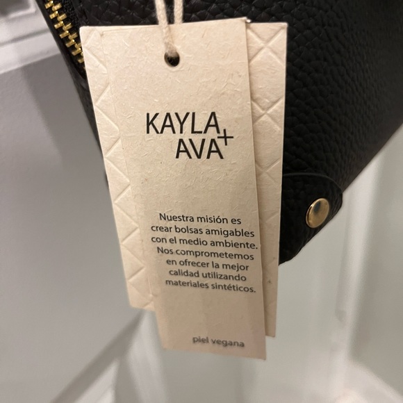 NWT Very Cool•Kayla +Eva Black Faux Leather Crossbody Satchel - Picture 4 of 7